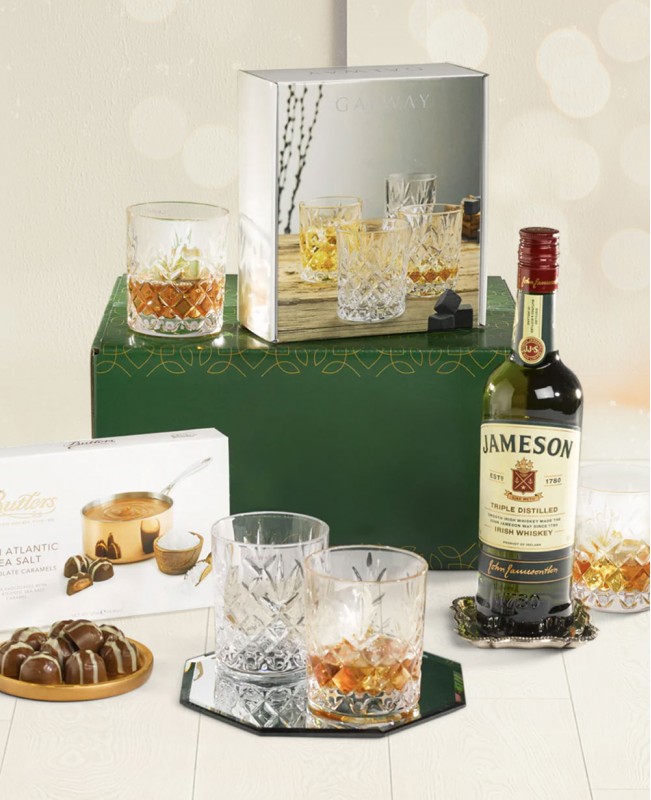 Whiskey, Glasses &amp; Treats Gift Hamper